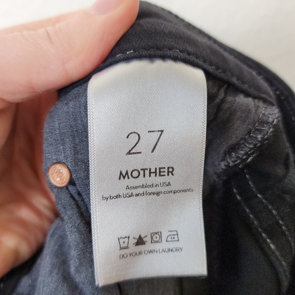 Mother Washed Black High Waisted Looker Frayed Ankle Jeans 27 - Picture 6 of 8